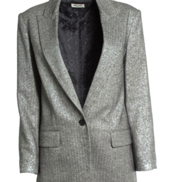 Vow Herringbone Blazer In Silver - Picture 1 of 7